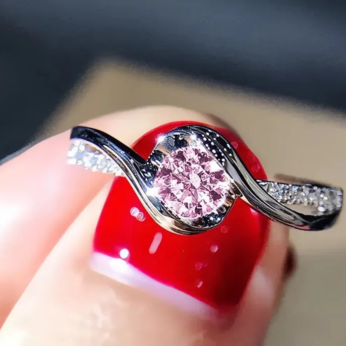Luxury Women's Brass Geometric Wedding Rings with Cubic Zirconia Engagement Jewelry