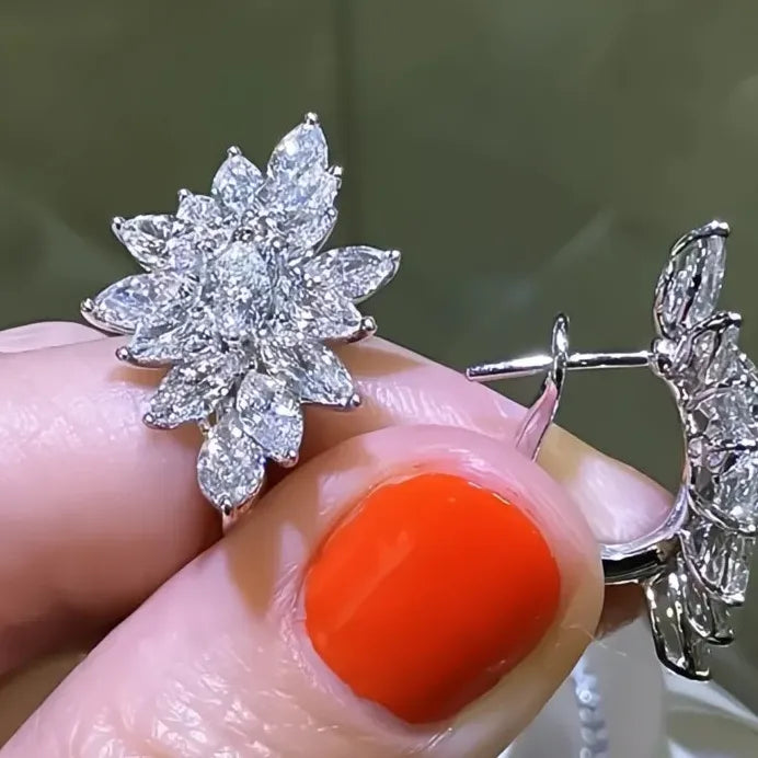 Geometric CZ Hoop Earrings for Women Wedding Party Elegant Jewelry