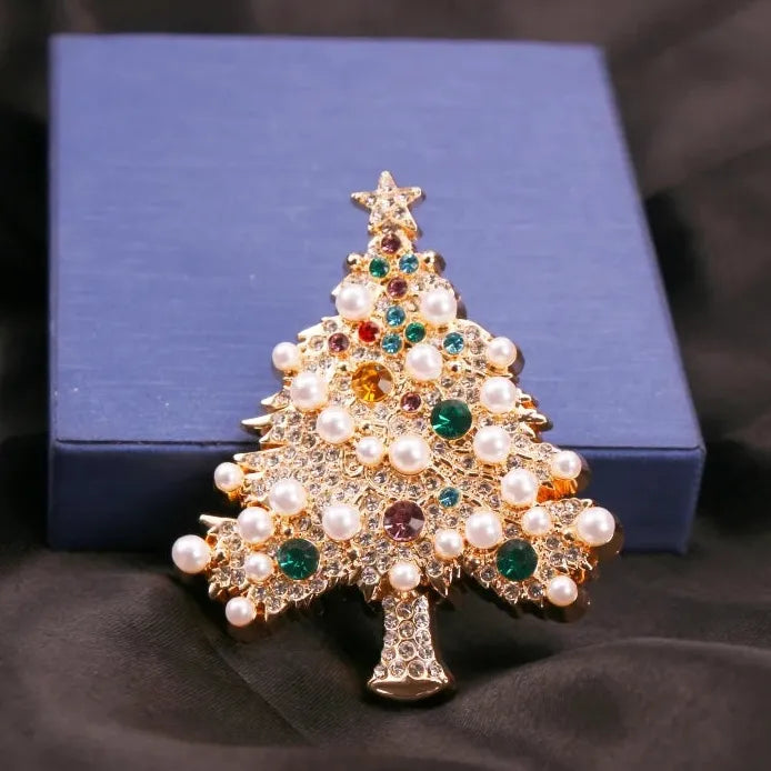 Luxury Christmas Tree Brooch Pin Classic Style Jewelry Gift for Women