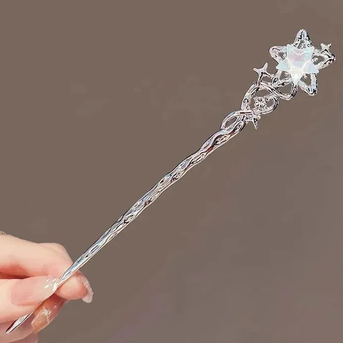 Vintage Zinc Alloy Star Moon Tassel Hair Stick Chinese Hairpin for Women