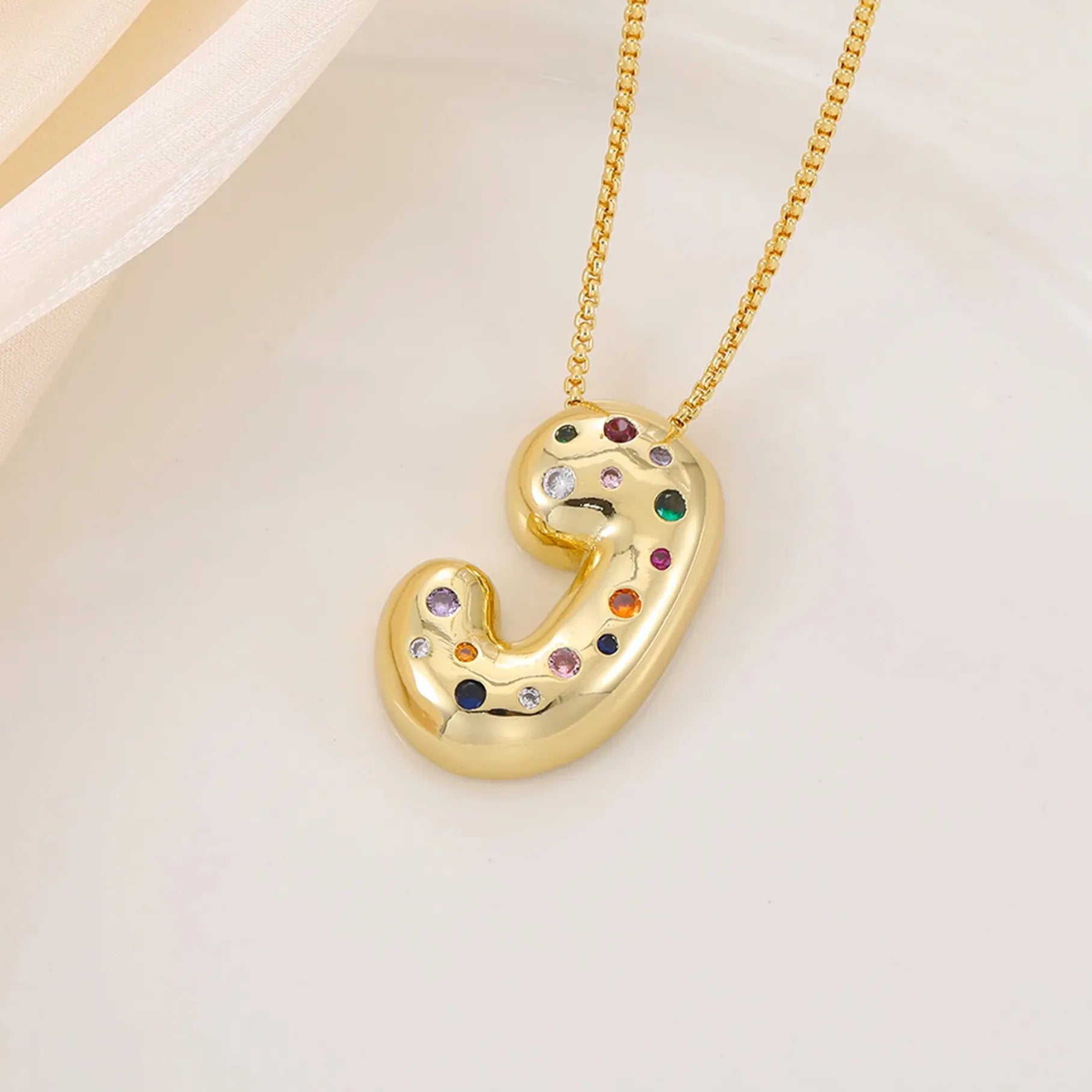 18K Gold Plated A-Z Letter Pendant Necklace for Women Gift Cubic Zirconia