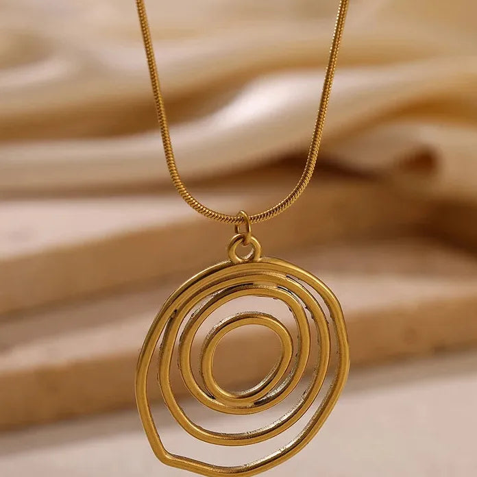 Stainless Steel Spiral Round Geometric Necklace Gold Choker for Women Girls
