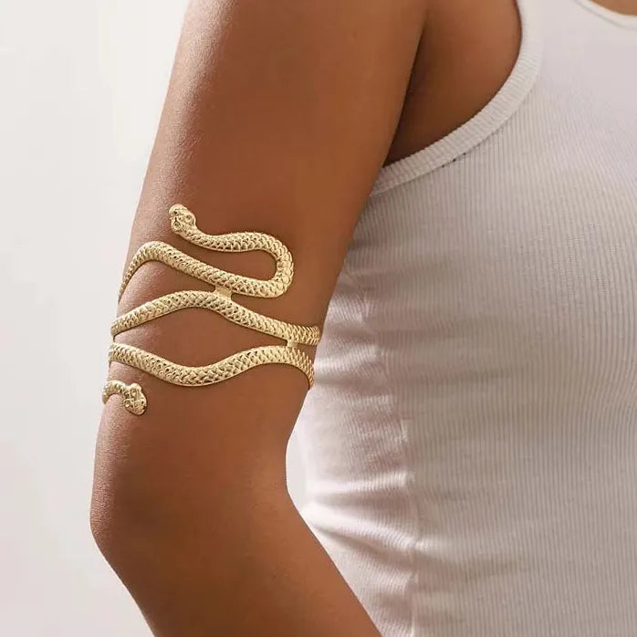 Vintage Gold Snake Shape Adjustable Cuff Bracelet for Women Symbolic Jewelry