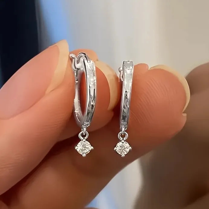 Geometric Gold & Silver CZ Drop Earrings for Women Fashion Jewelry