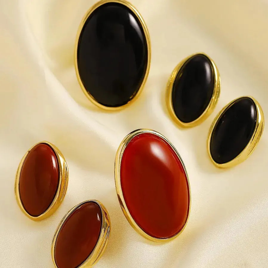 Red Acrylic Oval Geometric Stud Earrings for Women Fashion Jewelry