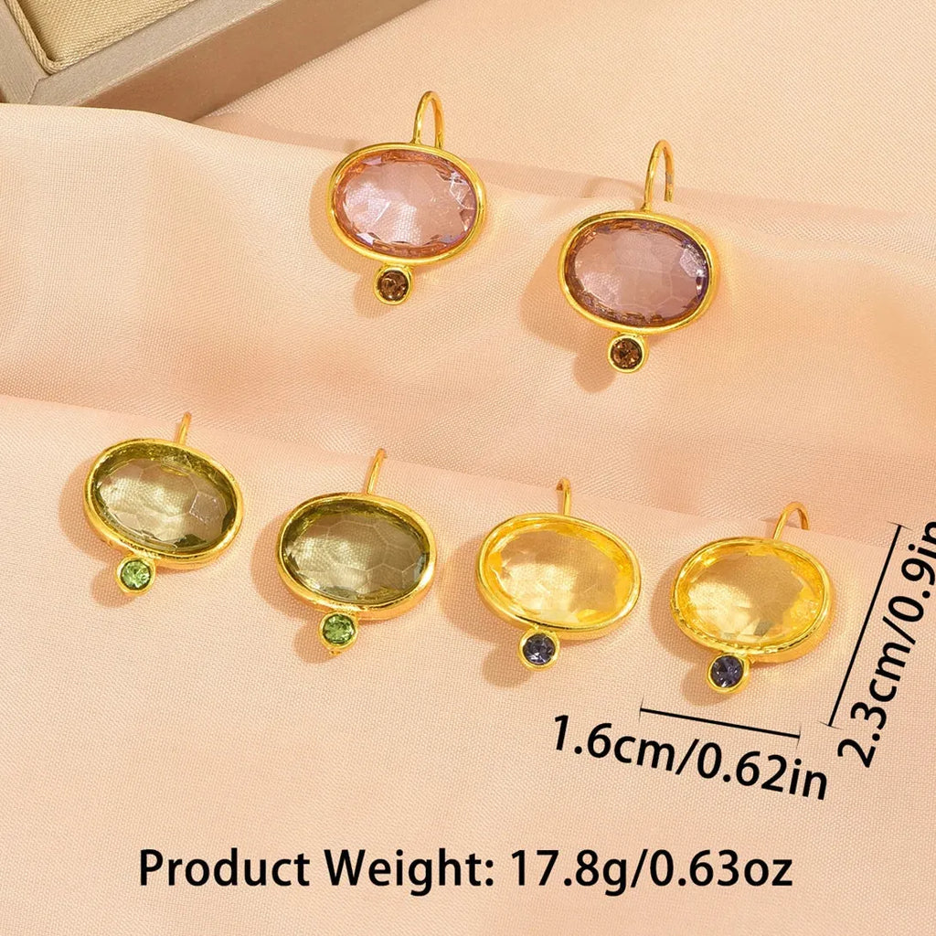 Geometric Green Round Stone Zinc Alloy Pendant Drop Earrings for Women & Girls