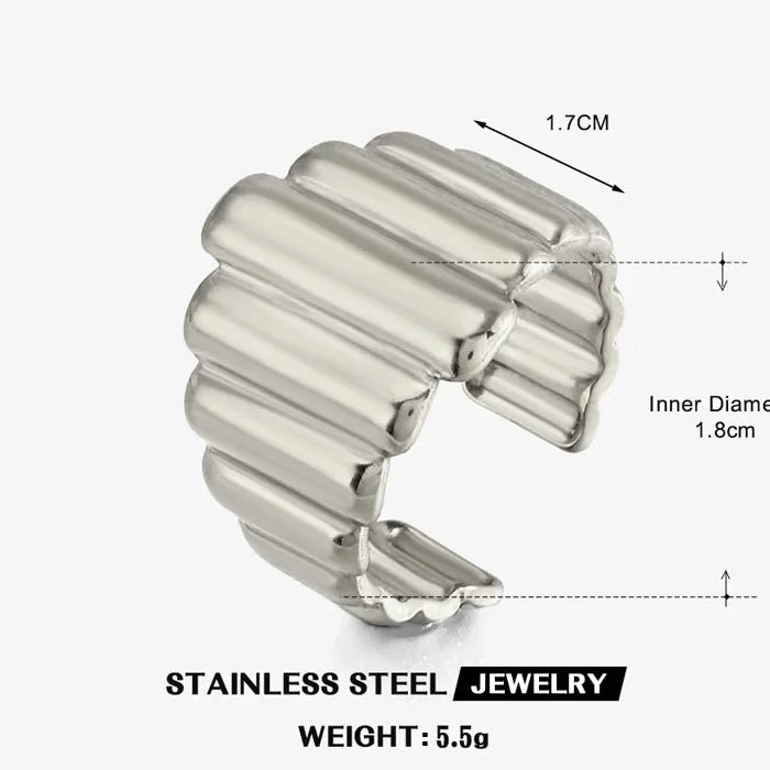 Adjustable Stainless Steel Geometric Open Ring Vintage Jewelry Gift for Women Men