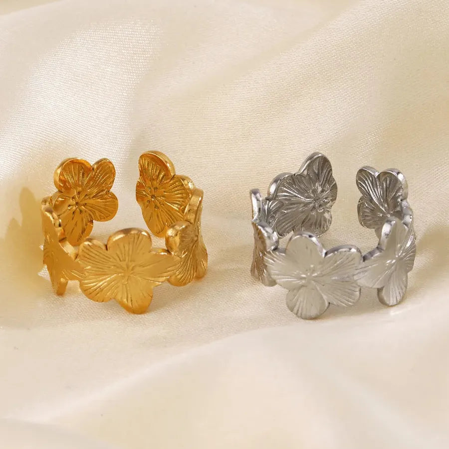 Gold Ginkgo Leaf Stainless Steel Ring Unisex Vintage Wedding Jewelry 2026