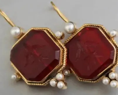 Elegant Vintage Geometric Pearl Drop Earrings for Women Zinc Alloy Bridal Gift