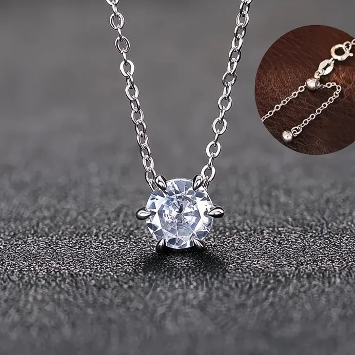 Elegant Minimalist Round Cubic Zirconia Pendant Necklace for Women Wedding