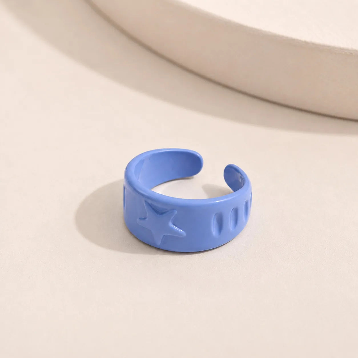 Colored Resin Wide Star Opening Rings for Women Girls Multicolored Thick Finger Jewelry