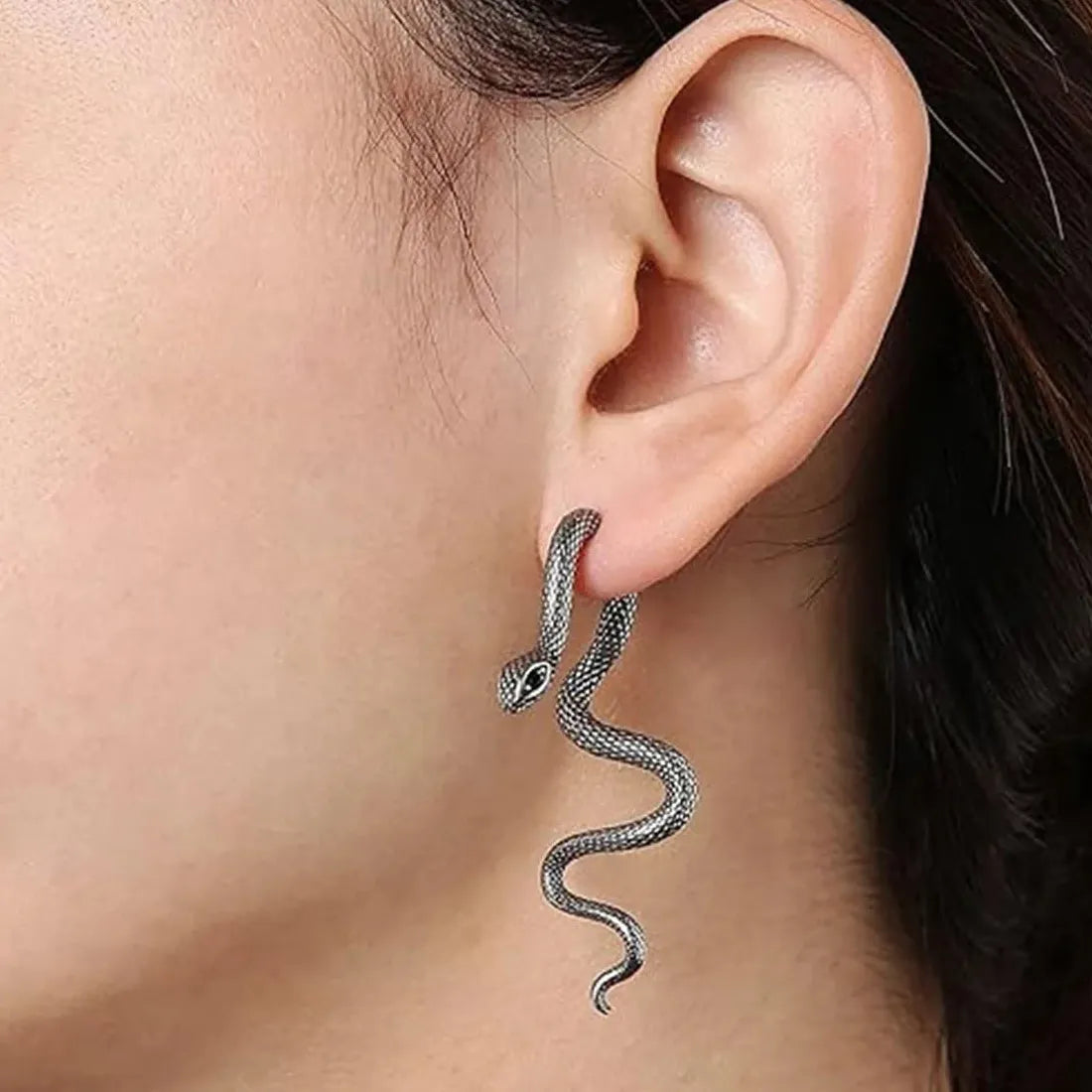 2026 Gothic Snake Zinc Alloy Detachable Long Stud Earrings for Men Women