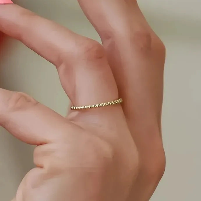 Metal Beads Rings for Women 4 Colors Brass Minimalist Geometric Jewelry