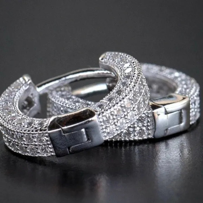 Luxury Cubic Zirconia Gold Hoop Earrings for Women Crystal Party Jewelry
