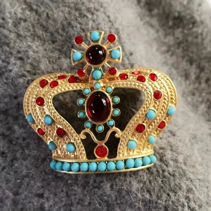 Antique Court Crown Brooch Vintage Gemstone Shawl Pin Corsage