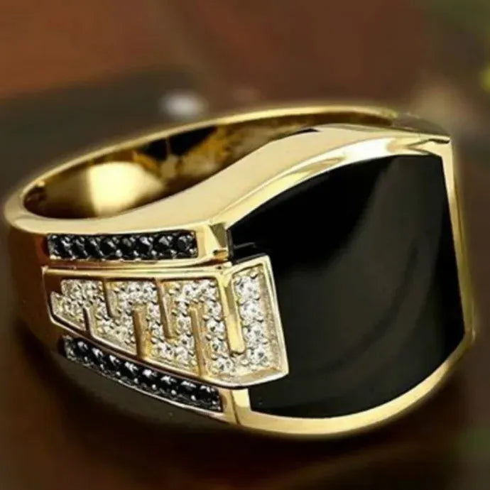 Classic Men's Gold Color Metal Ring Zinc Alloy Punk Engagement Wedding Jewelry