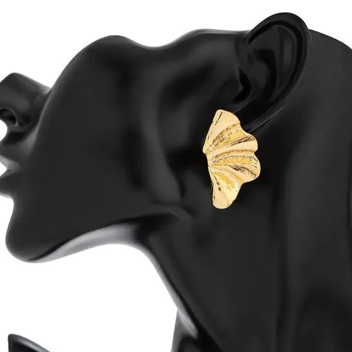 Vintage Irregular Half Flower Stud Earrings for Women Elegant Nature Jewelry