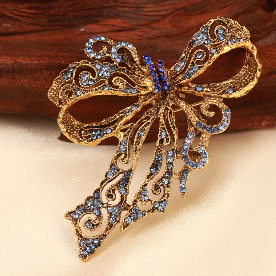 Luxury Bow Brooch Pin Classic Style Jewelry Gift for Women Men