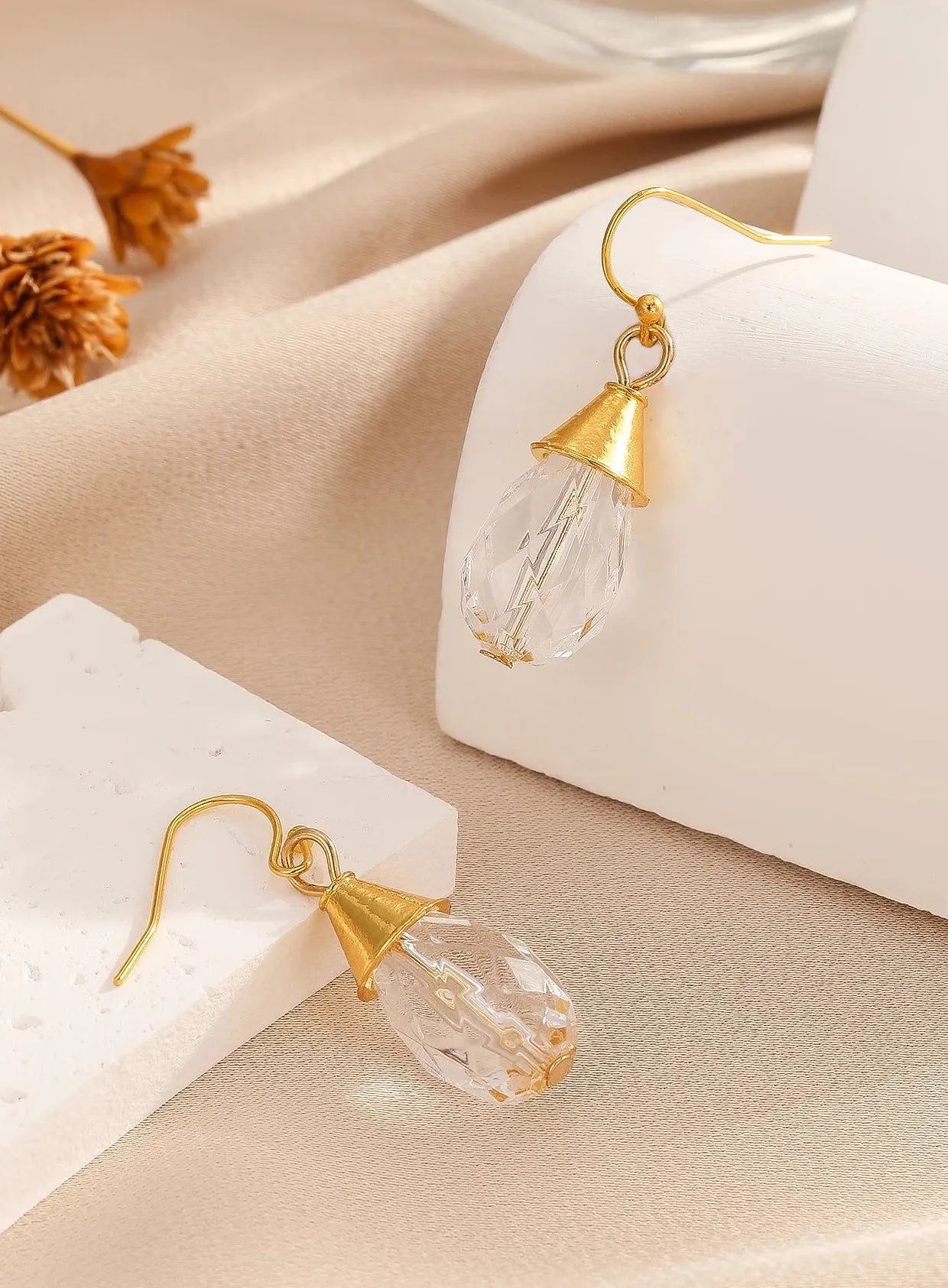 Honeycomb Imitation Crystal Ball Drop Earrings Zinc Alloy Jewelry Gift for Women