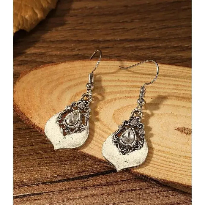 Retro Bohemian Geometric Flower Water Drop Cube Zirconia Earrings Women