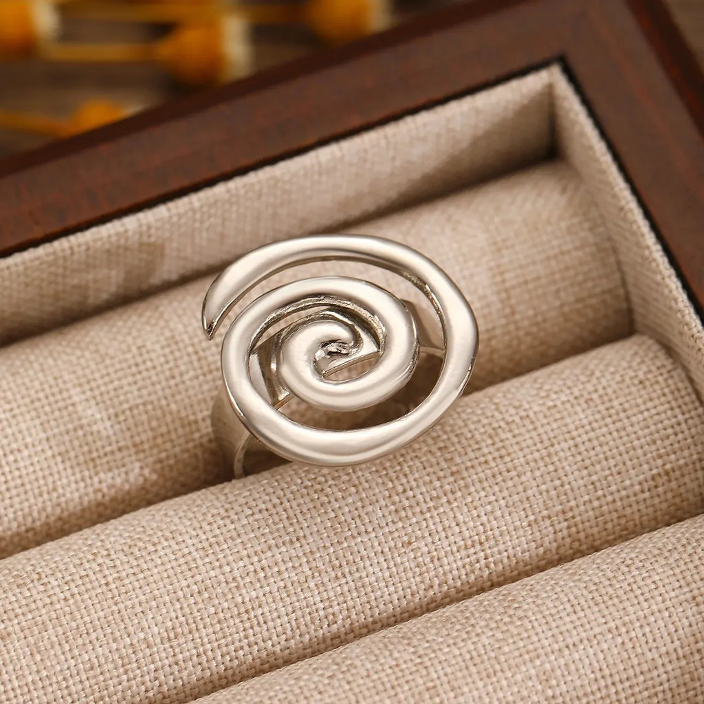 Minimalist Geometric Vortex Ring for Women Stainless Steel 18K Waterproof Jewelry