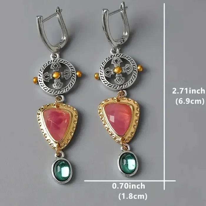 Vintage Ethnic Style Zinc Alloy Carved Pattern Drop Earrings for Women Banquets