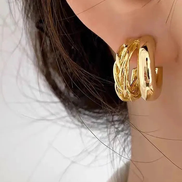 Minimalist Skeleton Stud Earrings Zinc Alloy Metal Korea Jewelry for Women
