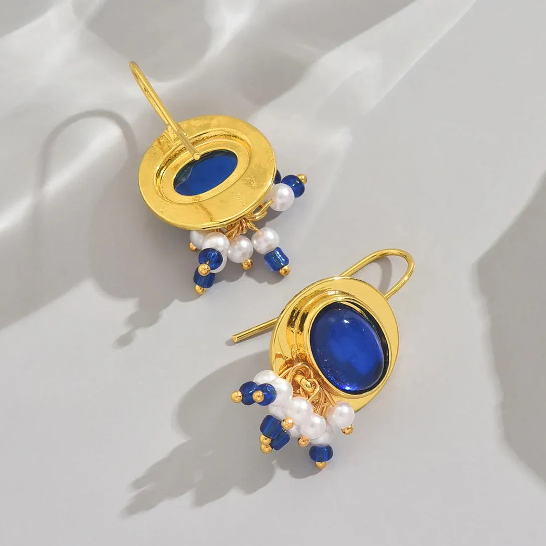 Vintage Bohemian Handmade Zinc Alloy Beaded Pendant Earrings for Women