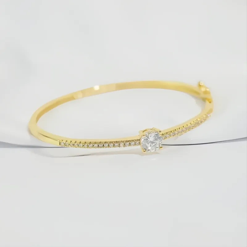 Geometric Minimalist Bangle with Sparkling Cubic Zirconia Jewelry