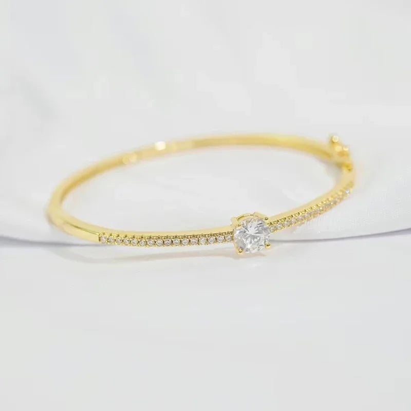 Geometric Minimalist Bangle with Sparkling Cubic Zirconia Jewelry