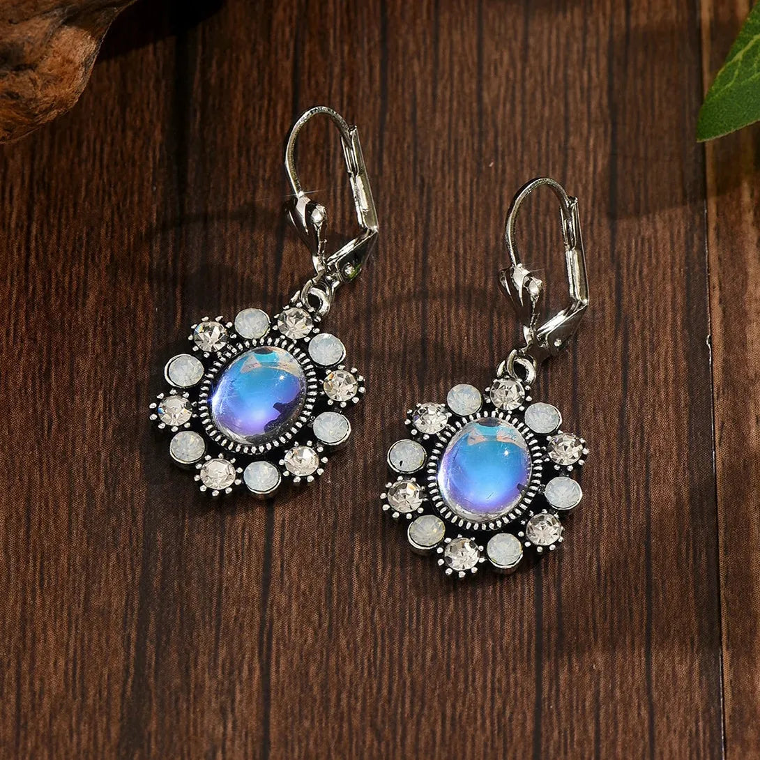 Elegant Imitation Crystal Geometric Drop Earrings Copper Metal Women's Jewelry Gift