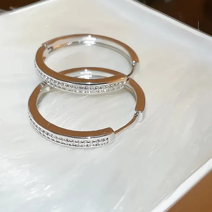 Silver Metal Large Geometric Hoop Earrings for Women Office Jewelry Copper Alloy