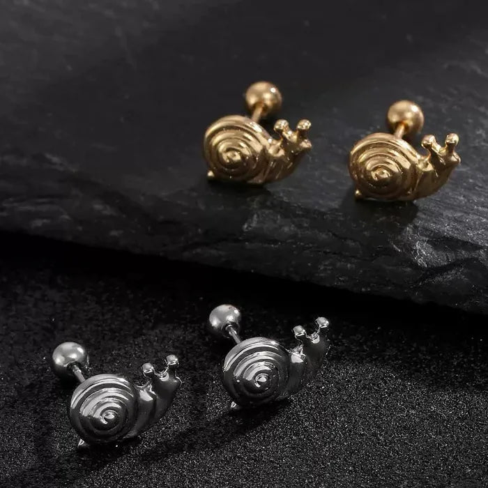 Copper Snail Stud Earrings for Women Vintage Small Animal Jewelry Gift