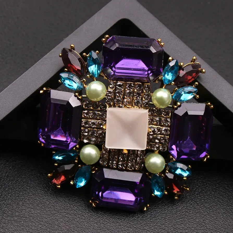 Elegant Classic Cross Flower Brooch Pin Jewelry Gift for Men Women