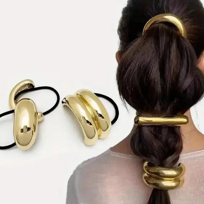 Vintage Punk Metal Cross Elastic Hairband Hair Loop for Women
