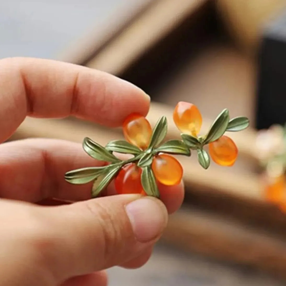 Luxury Lucite Orange Berry Women's Brooch Classic Elegant Gift Accessory