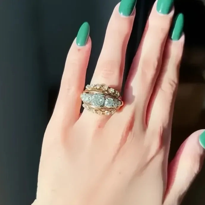 Women’s Geometric CZ Wedding Ring Gold Color Brass Luxury Jewelry