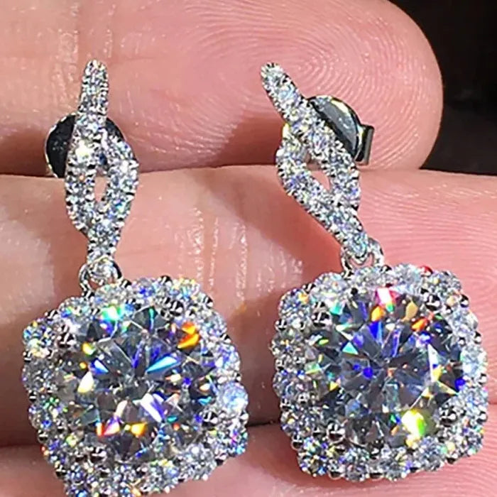 Elegant Square Pendant Earrings Zinc Alloy Studs Wedding Engagement Jewelry Gift