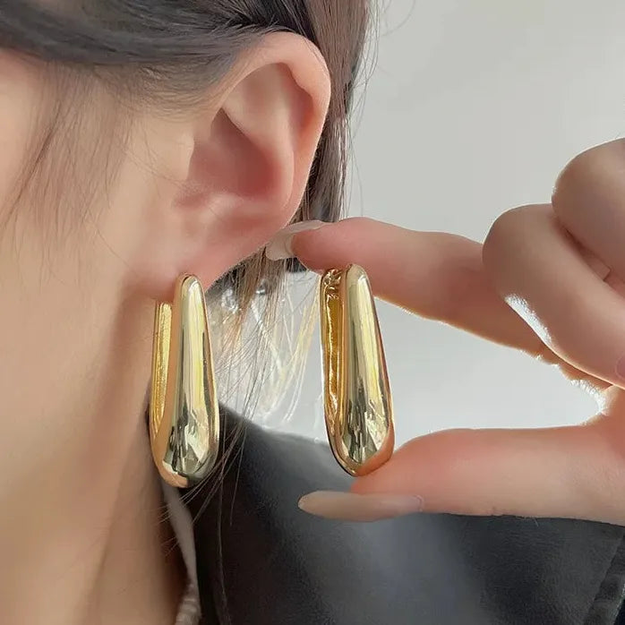 Large Punk Water Drop Stud Earrings for Women Vintage Silver Steampunk Jewelry