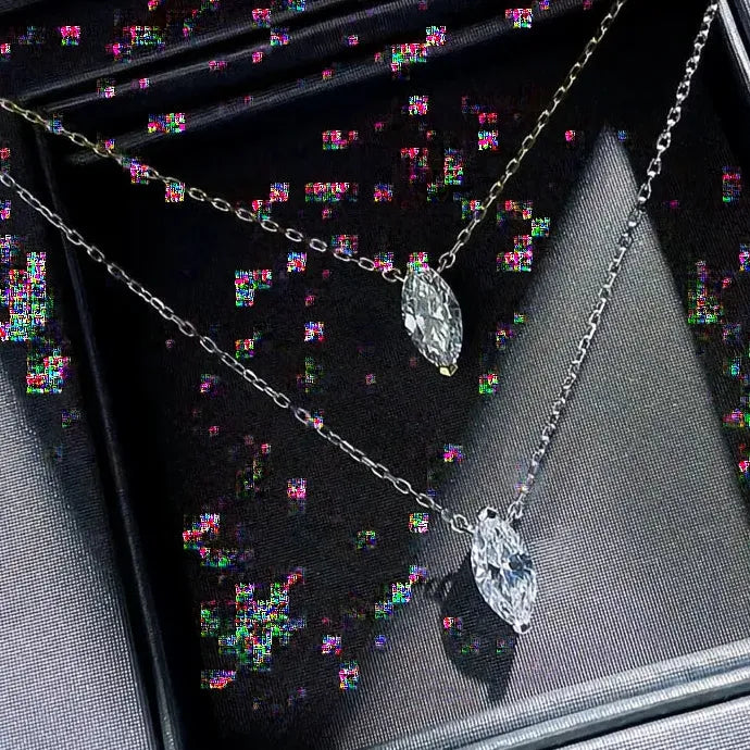 Marquise CZ Pendant Necklace Women Minimalist Brass Wedding Jewelry