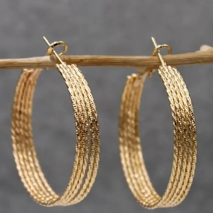 Twist Hoop Earrings for Women Metal Silver Gold Color Statement Jewelry