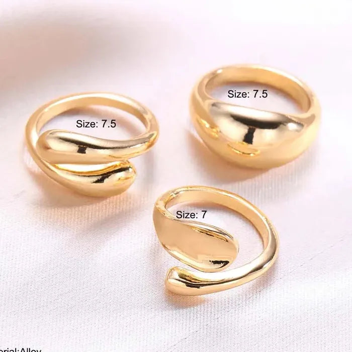 Gold Geometric Open Rings Set for Women Trendy Fashion Jewelry Stackable