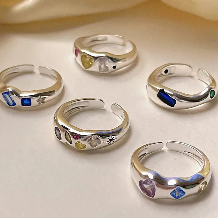 2026 Adjustable Heart-Shaped Colorful Zircon Ring for Women Jewelry