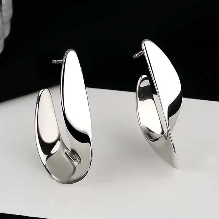Minimalist Geometric Irregular Metal Hoop Earrings for Women Brass Jewelry