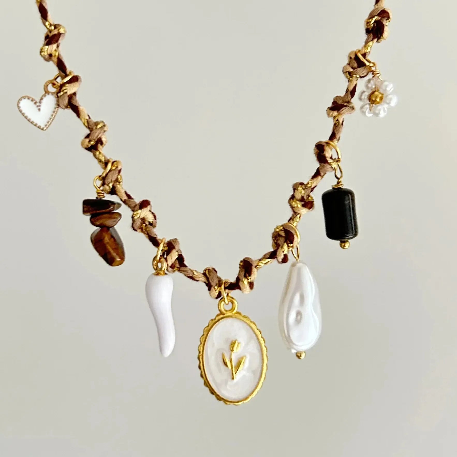Stainless Steel Gold-Plated Starfish Turtle Knotting Rope Pendant Necklace