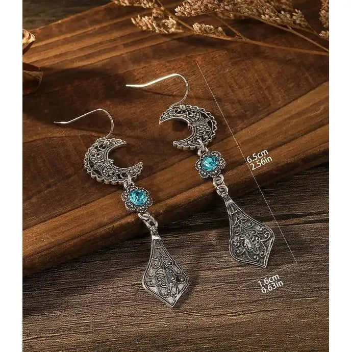 Bohemian Ethnic Blue Acrylic Crystal Water Drop Dangle Earrings for Women