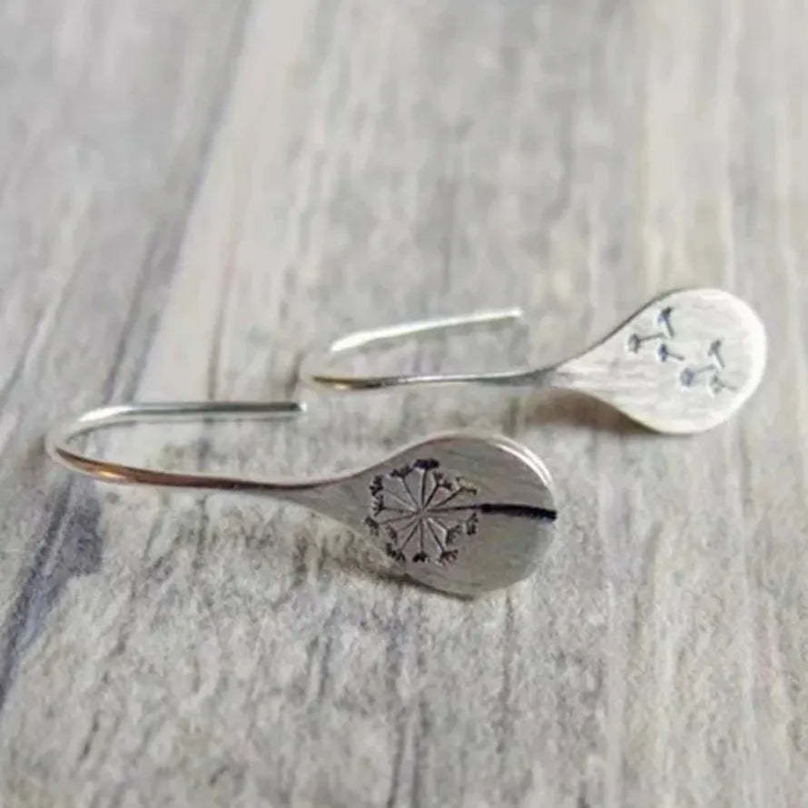 Silver 2021 Dandelion Drop Earrings for Women Handmade Zinc Alloy Jewelry