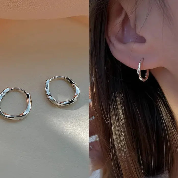 Geometric Hoop Earrings for Women Simple Fashion Gold Silver Huggies Jewelry