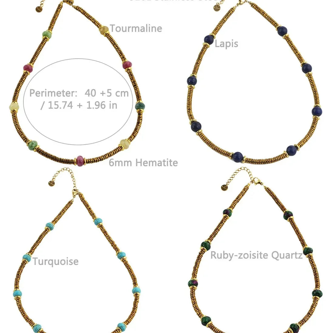 Boho Handmade Bead Stained Glass 18K Gold Plated Stainless Steel Choker Necklace Women