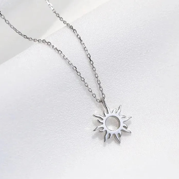 Vintage Silver Sun Moon Pendant Necklace Stainless Steel Unisex Jewelry Gift Charm